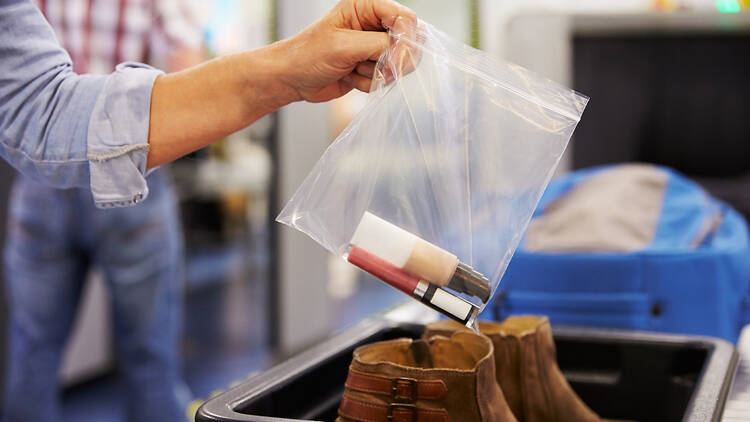 Liquids bag at an airport scanner