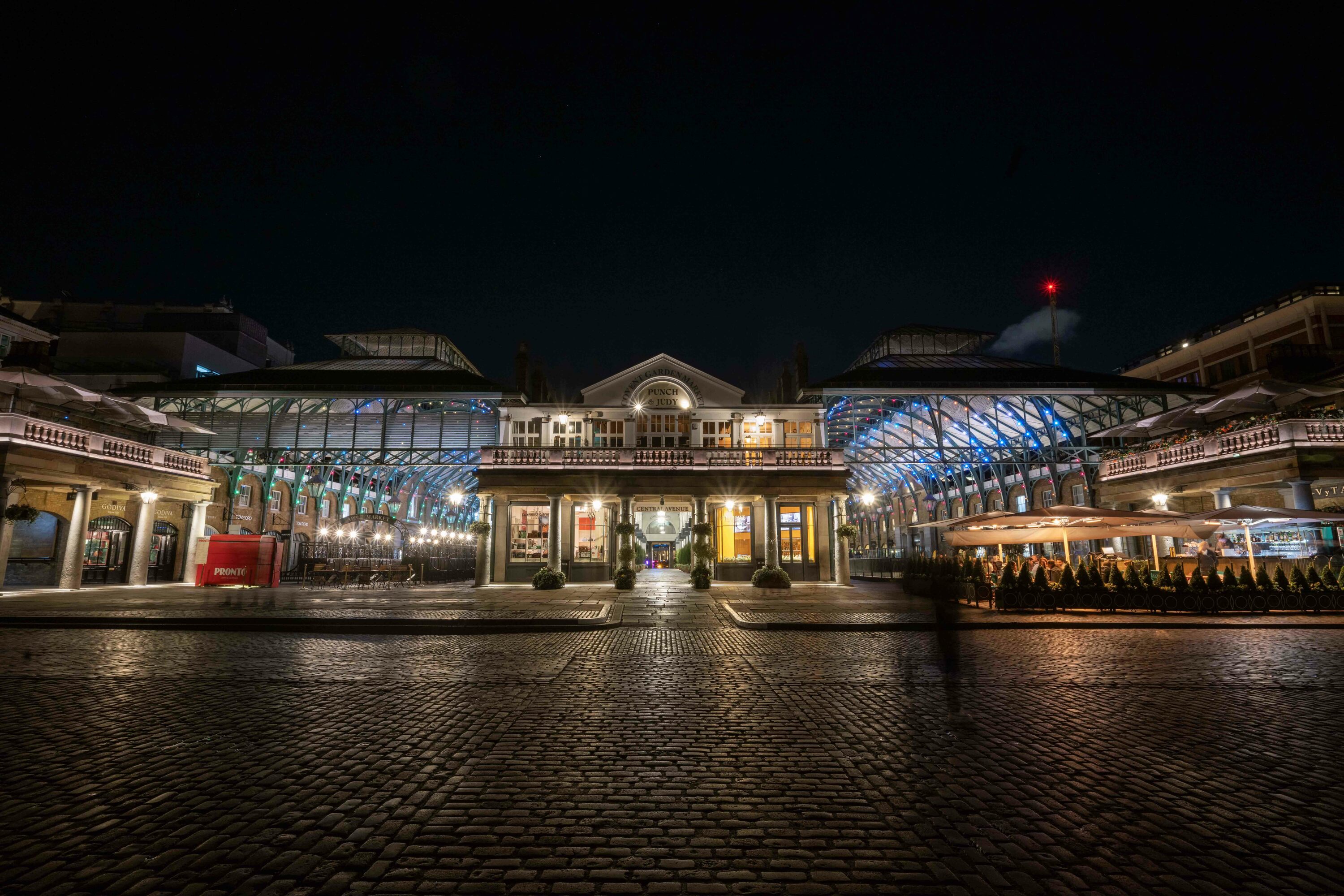 The back of the Market Building decorated with 1,000 LEDs