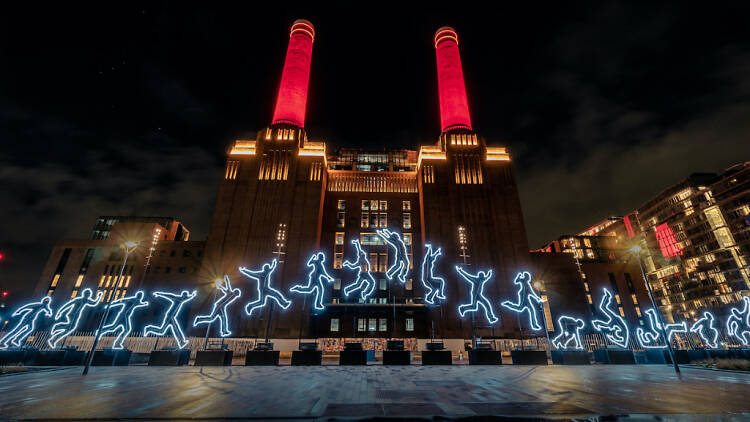 Run Beyond light art at Battersea Power Station in London