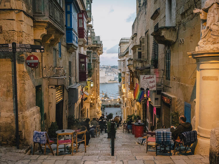 Soak up the city on the steps of Cafe Society