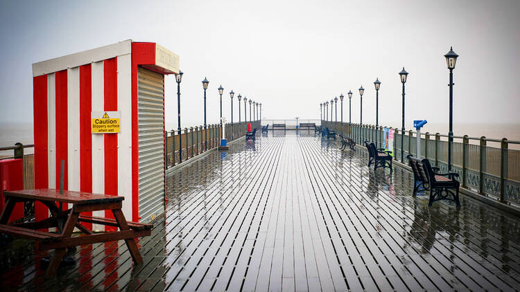 Skegness in the rain, England 