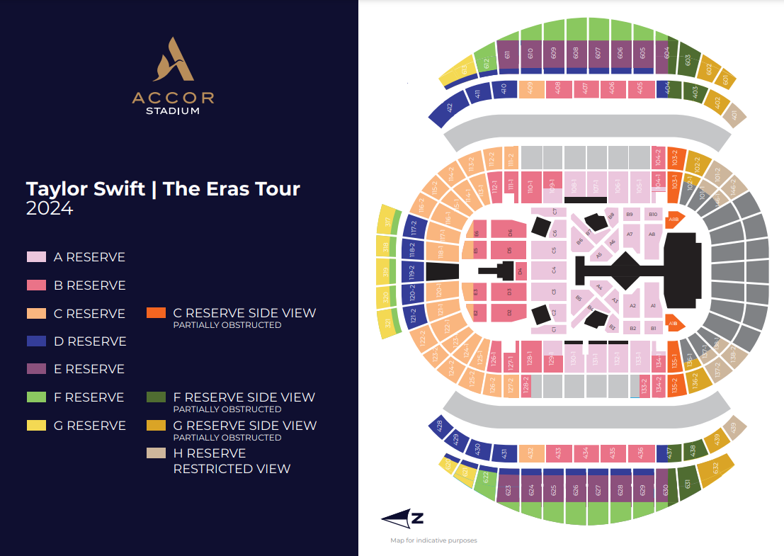 Seating map at Accor Stadium