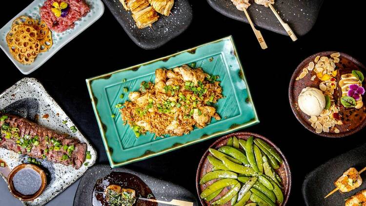 A table of various yakitori food