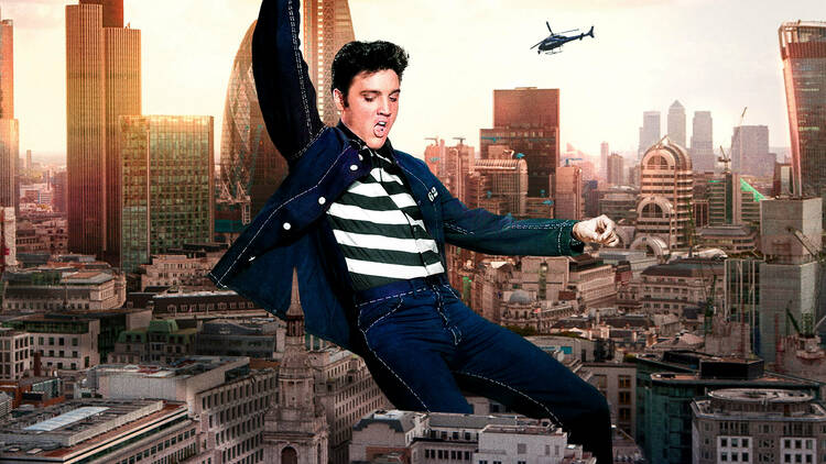 Elvis sitting on top of London
