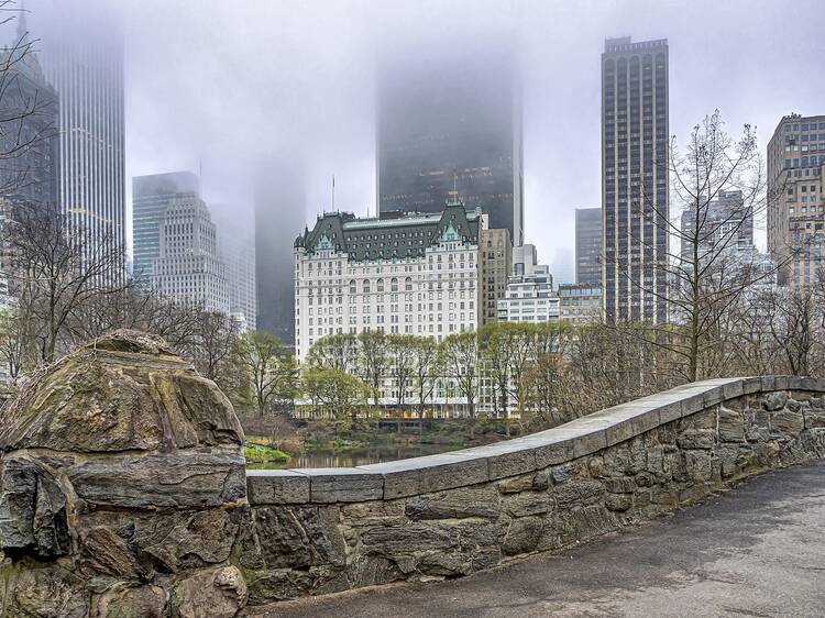 Gapstow Bridge in Central Park in early spring NYC 