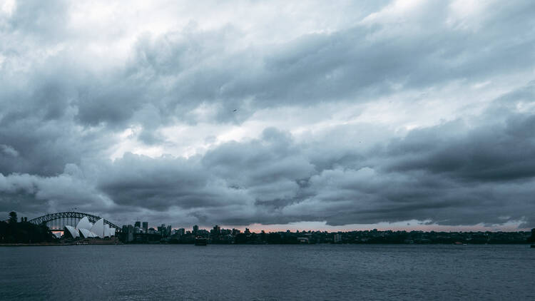 Sydney skyline with rain clouds