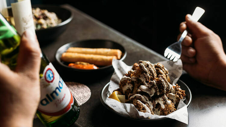 Fried cauliflower and snacks