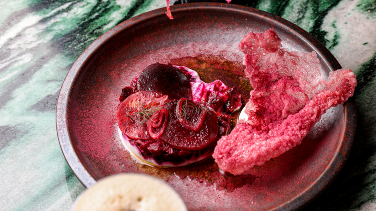 A plate of beetroot tartare