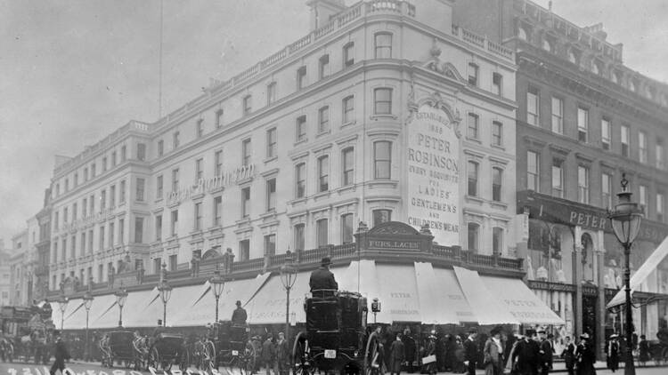 Peter Robinson department store, on the corner of Oxford Street and Great Portland Street, London W1. circa 1905