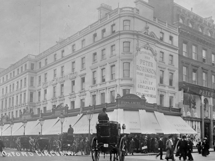 Peter Robinson department store, on the corner of Oxford Street and Great Portland Street, London W1. circa 1905