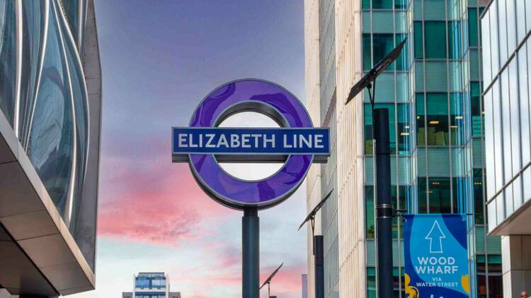 Elizabeth line sign, London