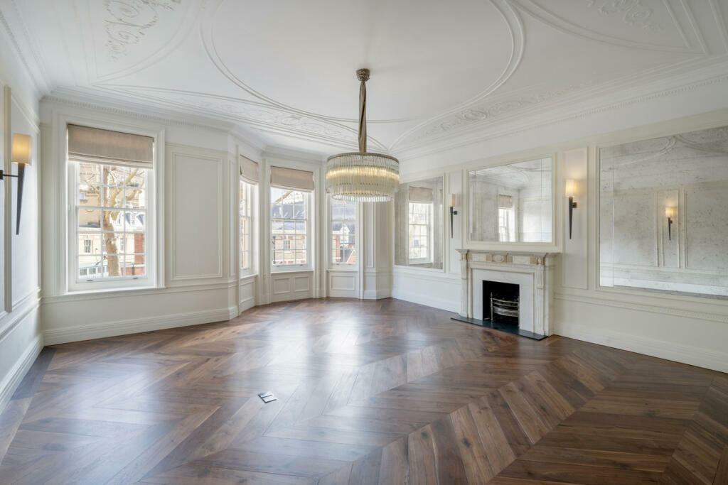 Hardwood parquet floors inside Lygon Place 