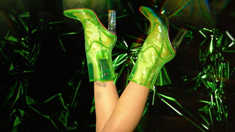 Green boots at The Emerald Room