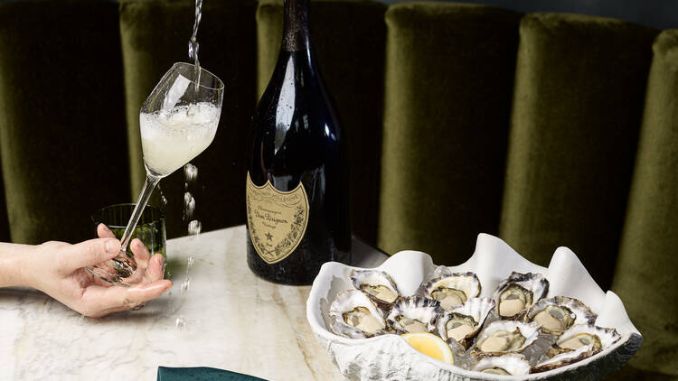 Champagne and oysters at The Emerald Room