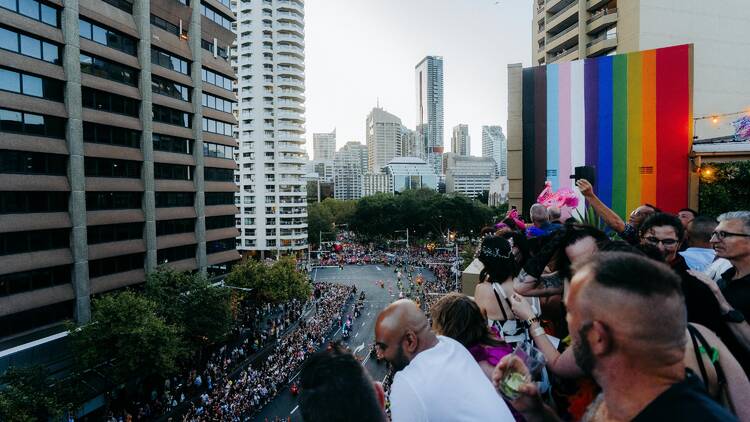 Views of the Sydney Mardi Gras Parade from the Rooftop at The Burdekin