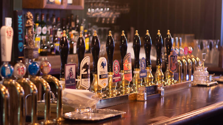 Cask ales at a bar in London