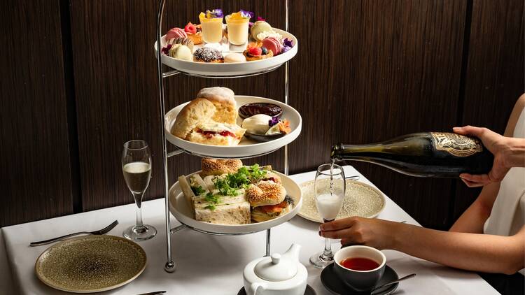 high tea with Champagne and tea