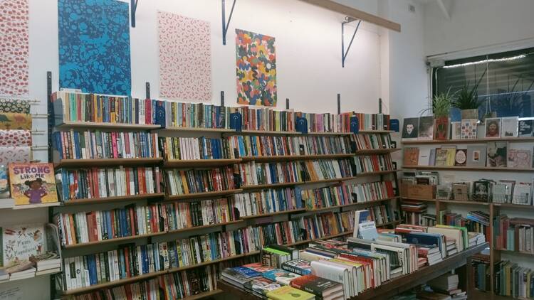 Inside a book shop