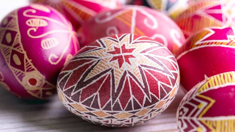 beautiful Easter egg Pysanka handmade, Ukrainian traditional