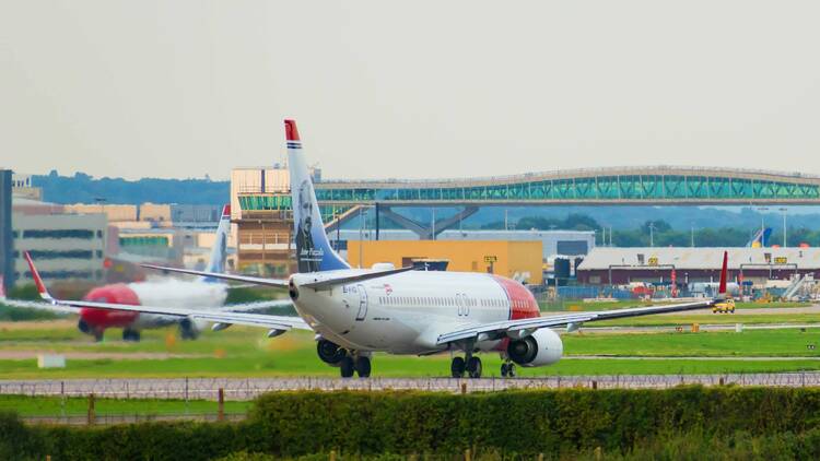 Plane on runway at London Gatwick