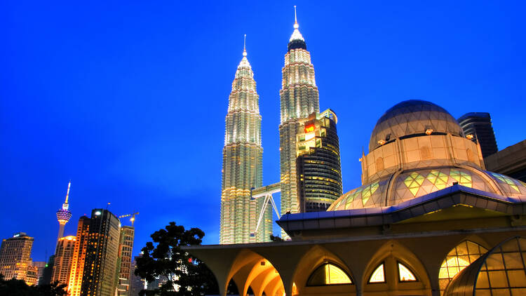 Asy-Syakirin Mosque with Petronas Towers at the background, Kuala Lumpur, Malaysia