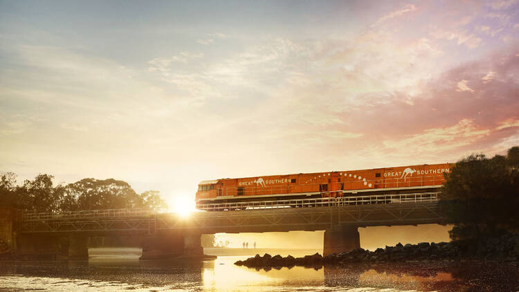 Great Southern railway travelling over a river