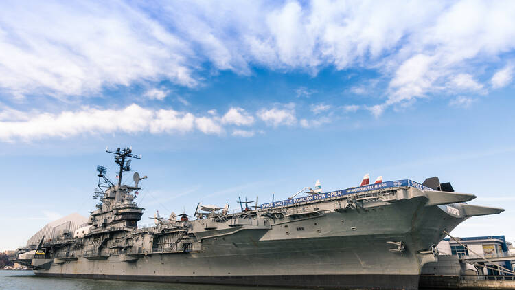 Navy ship USS Intrepid,  also known as The Fighting "I". 