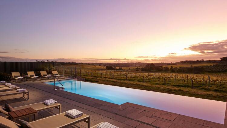 outdoor pool with sunset views