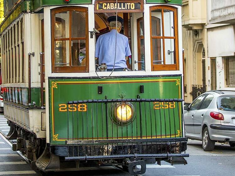 Taking a ride on the historic tram