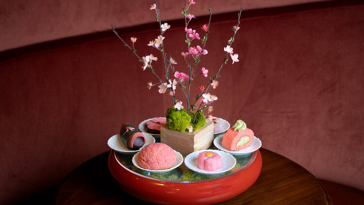 Cherry blossom dessert platter at Sake No Hana