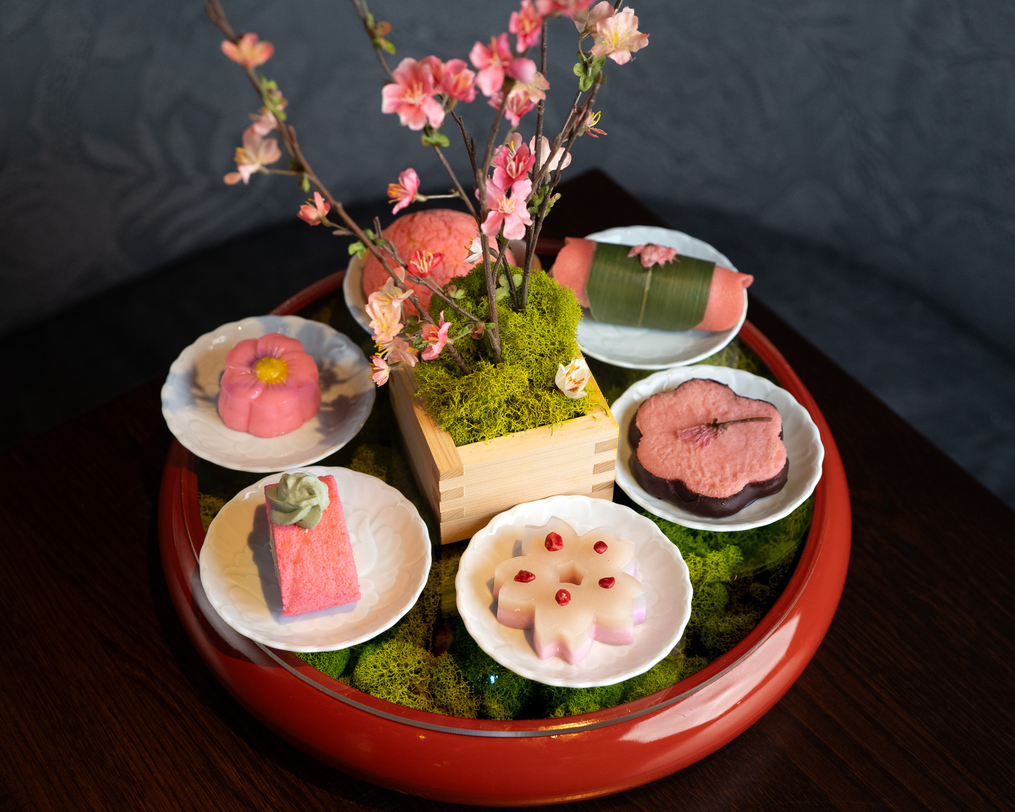 Cherry blossom dessert platter at Sake No Hana