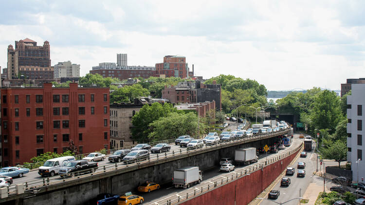 cars on an elevated highway