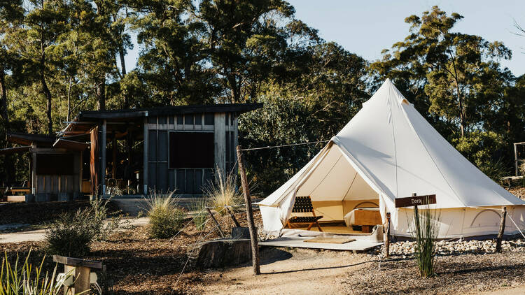 Glamping style accommodation on Tasmania's East Coast.