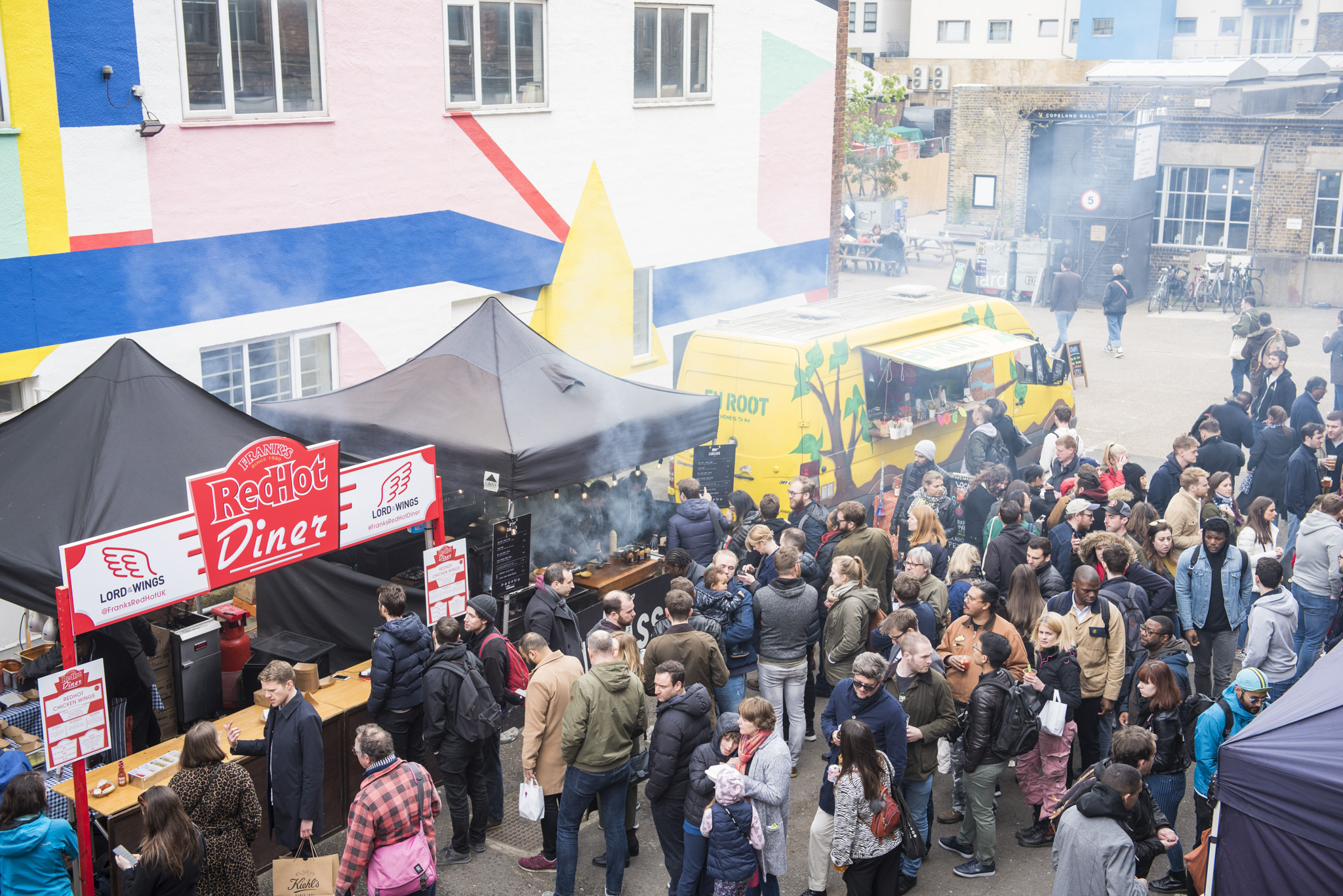 Outdoor food stands at the Hot Sauce Society festival