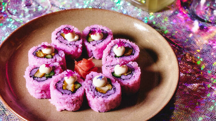 Pink sushi at Goros