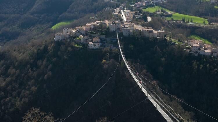 Suspension bridge in Umbria, Italy