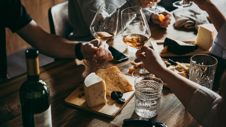 A wine and cheese tasting