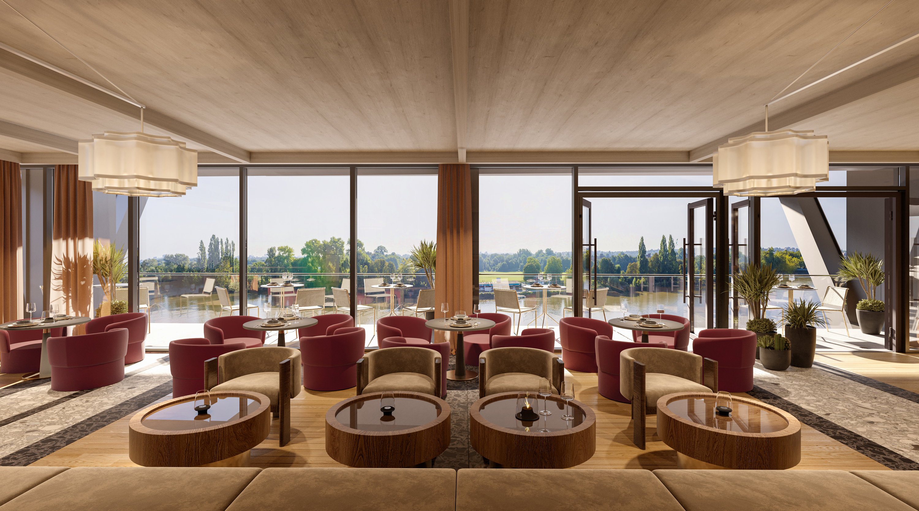 interior of sky terrace, Riverside Stand