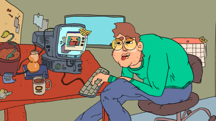 cartoon of someone watching tv