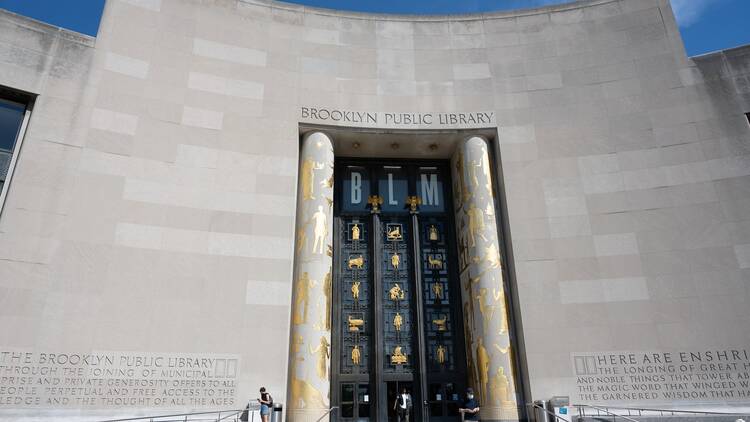 entrance of brooklyn public library 