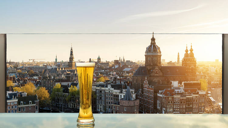 Beer with view of Amsterdam 