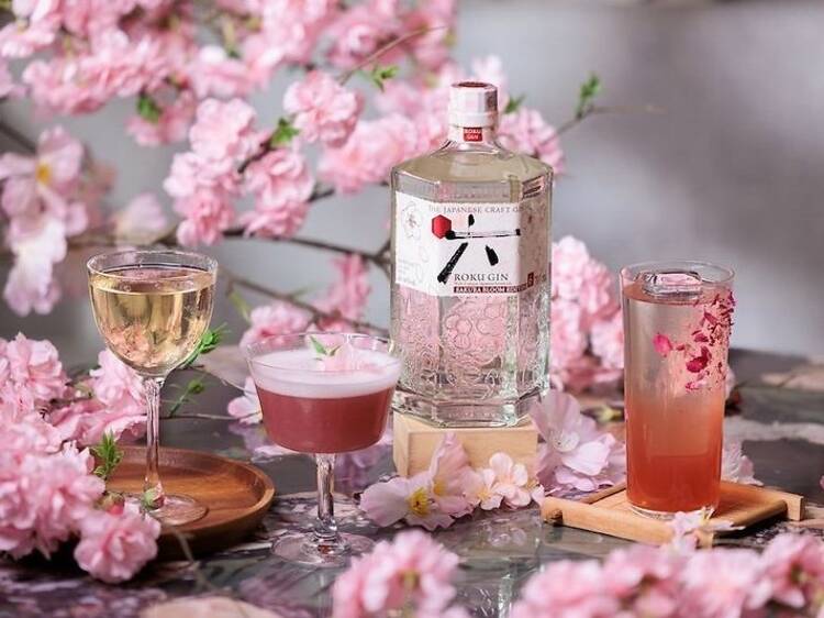 Down some sakura gin cocktails