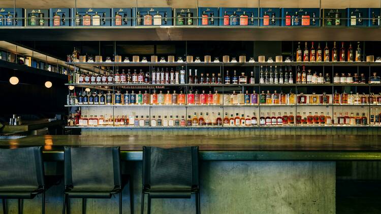 The Still Bar counter and liquor display
