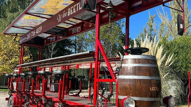 Pedalear y degustar vinos en una bici para grupos