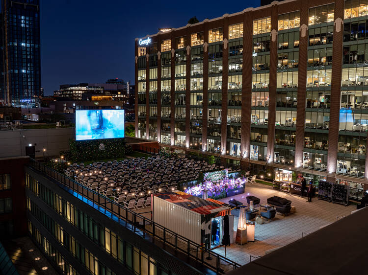 Watch a movie at a rooftop theater