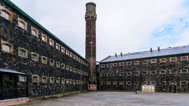 Exterior image of a prison yard
