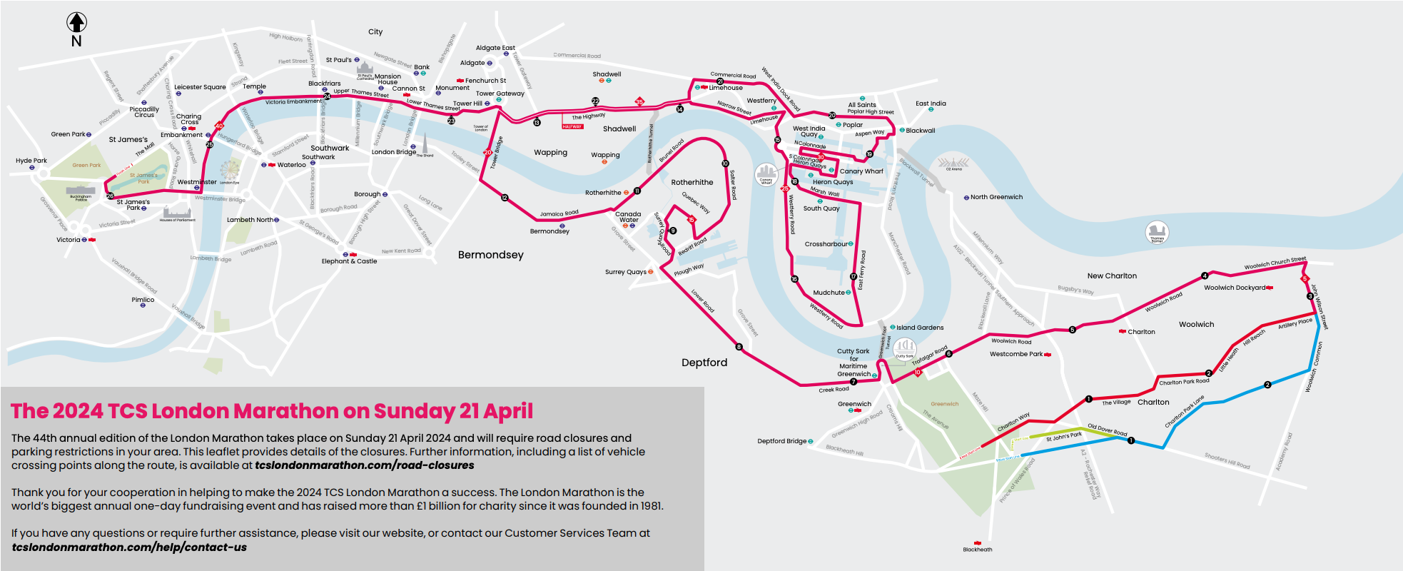 Map showing road closures