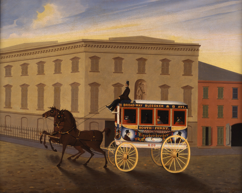 Painting by William Seaman titled "Knickerbocker Stage Line Omnibus"