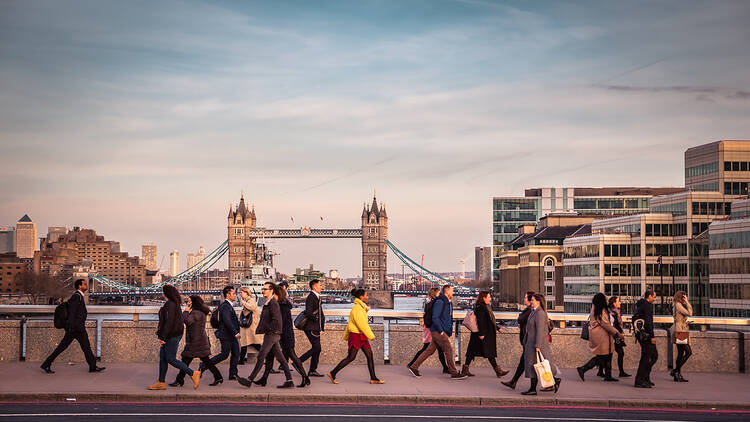 Commuters walking in London
