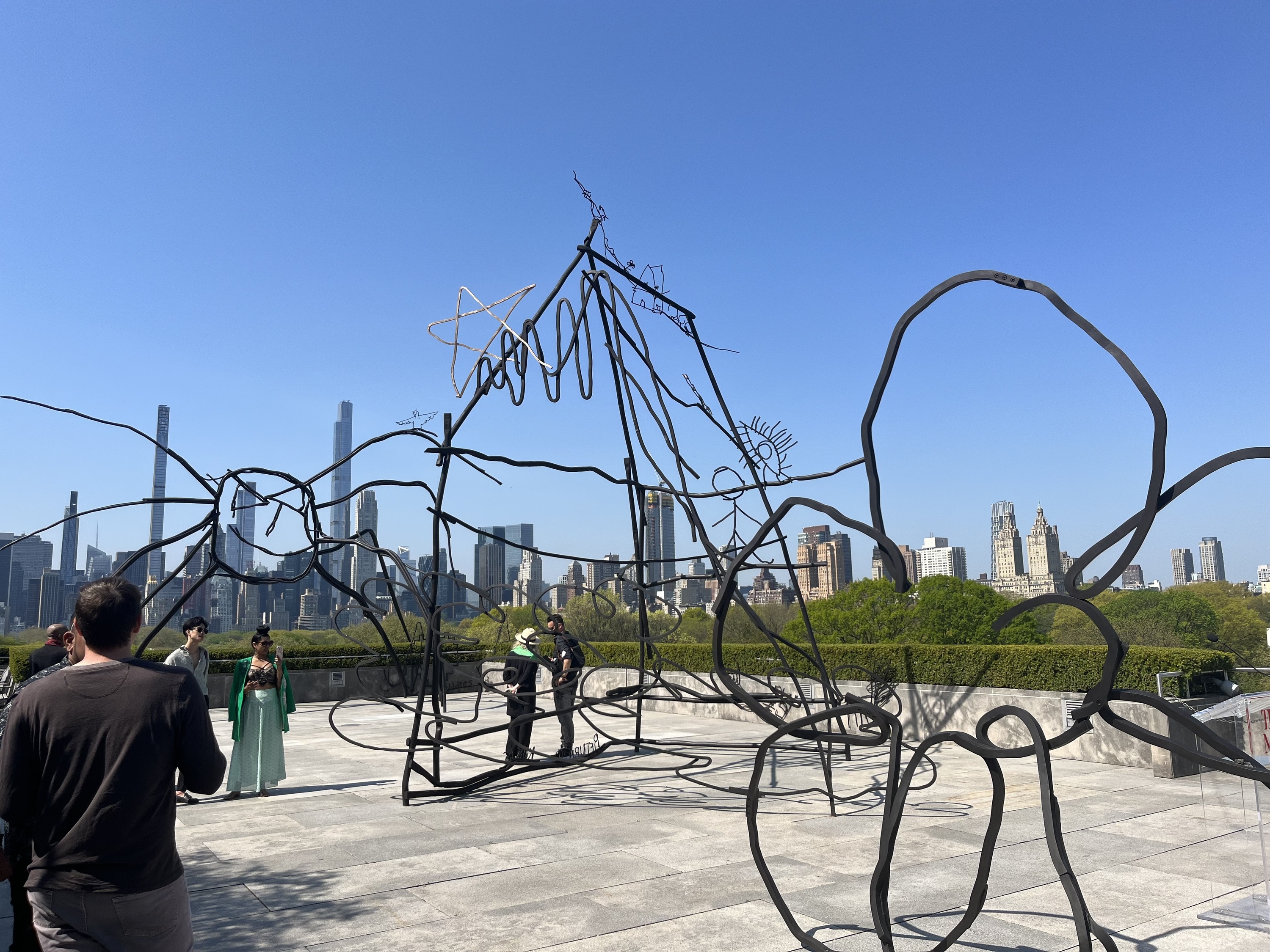 steel sculptures on a roof